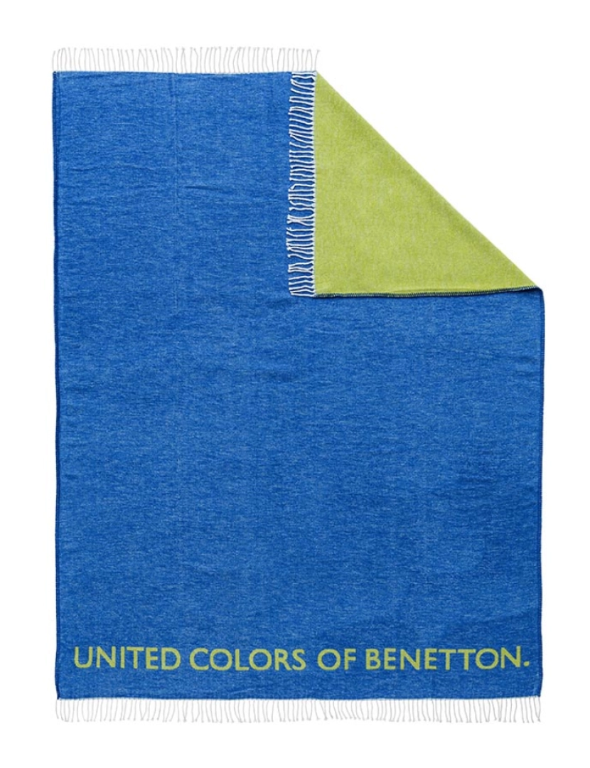 Benetton - Manta 140x190cm 320gsm 60% algodão 40% acrílico azul e verde arco-íris be