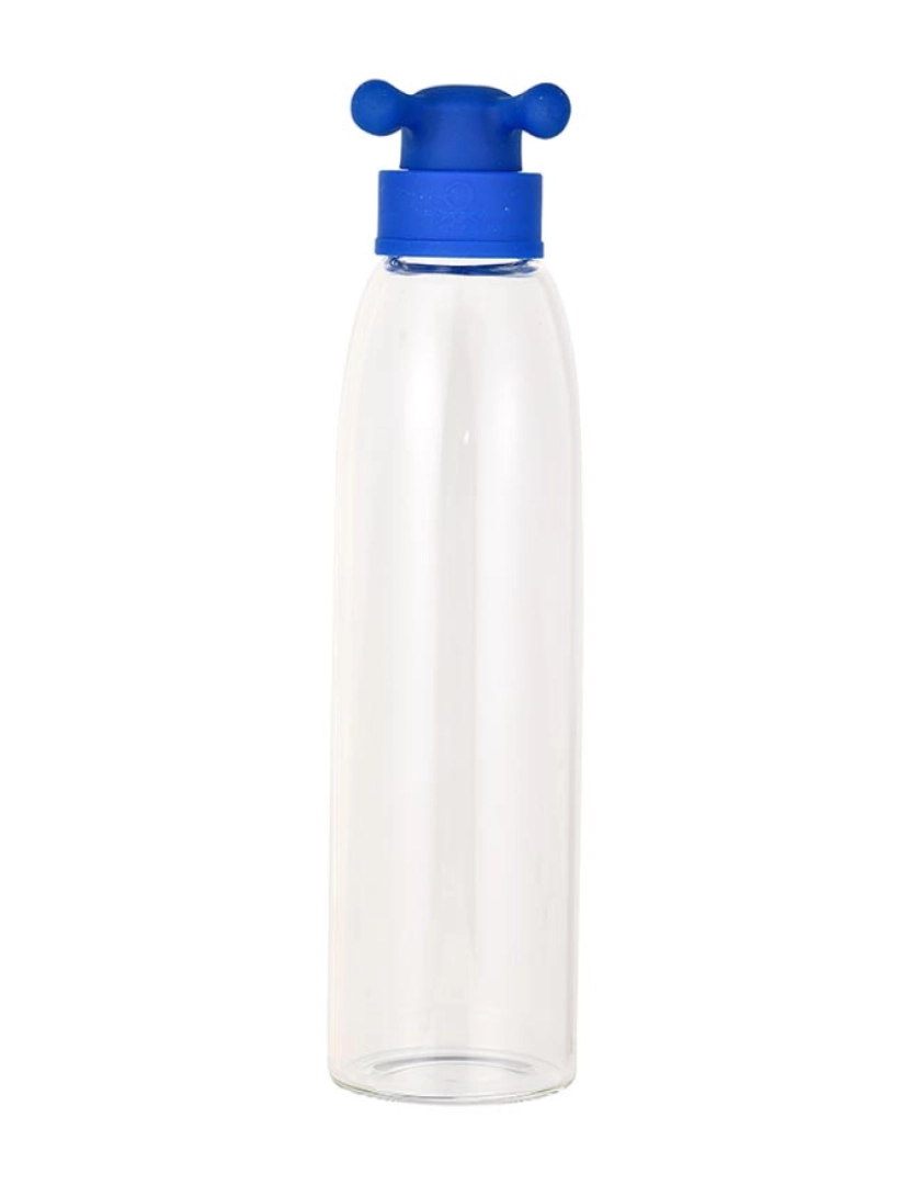 Benetton - Garrafa de água 500ml borossilicato azul com tampa de torneira coleção arco-íris