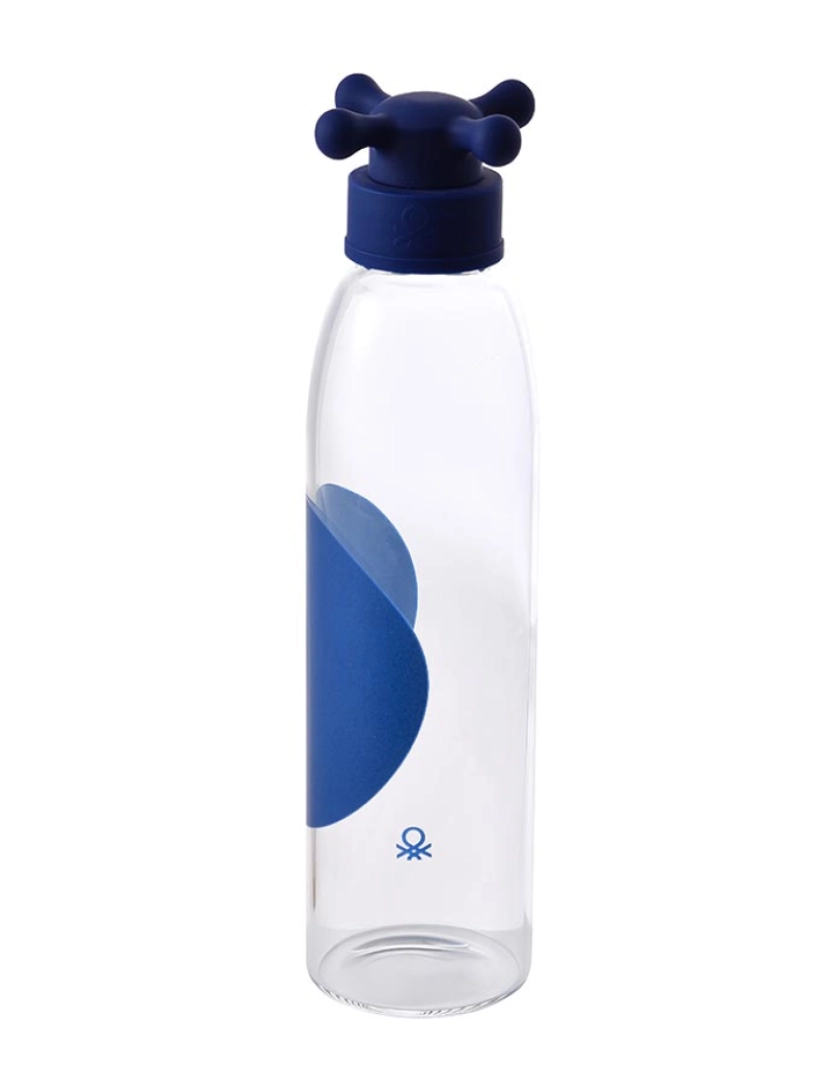 Benetton - Garrafa de água 500ml tampa de torneira azul borossilicato arco-íris be