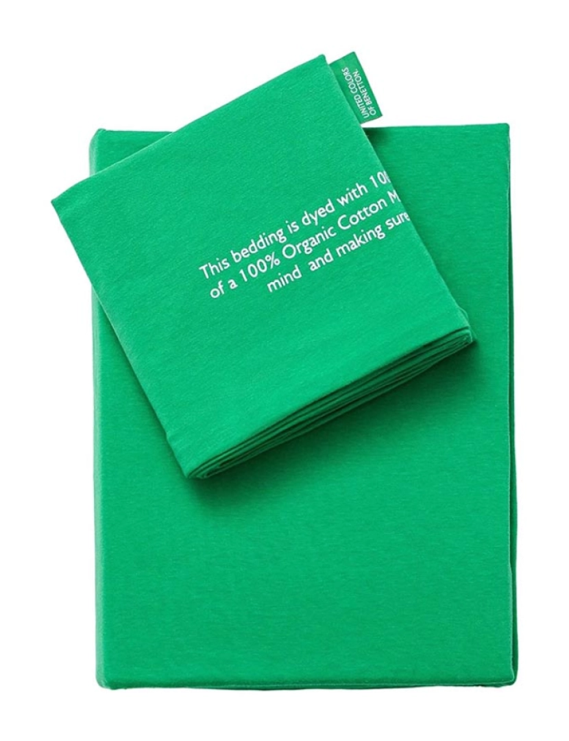 Benetton - Conjunto de cama 2 peças (capa de edredão 155x220cm + fronha 80x80cm) 140gsm 100% algodão verde unido em Benetton verde