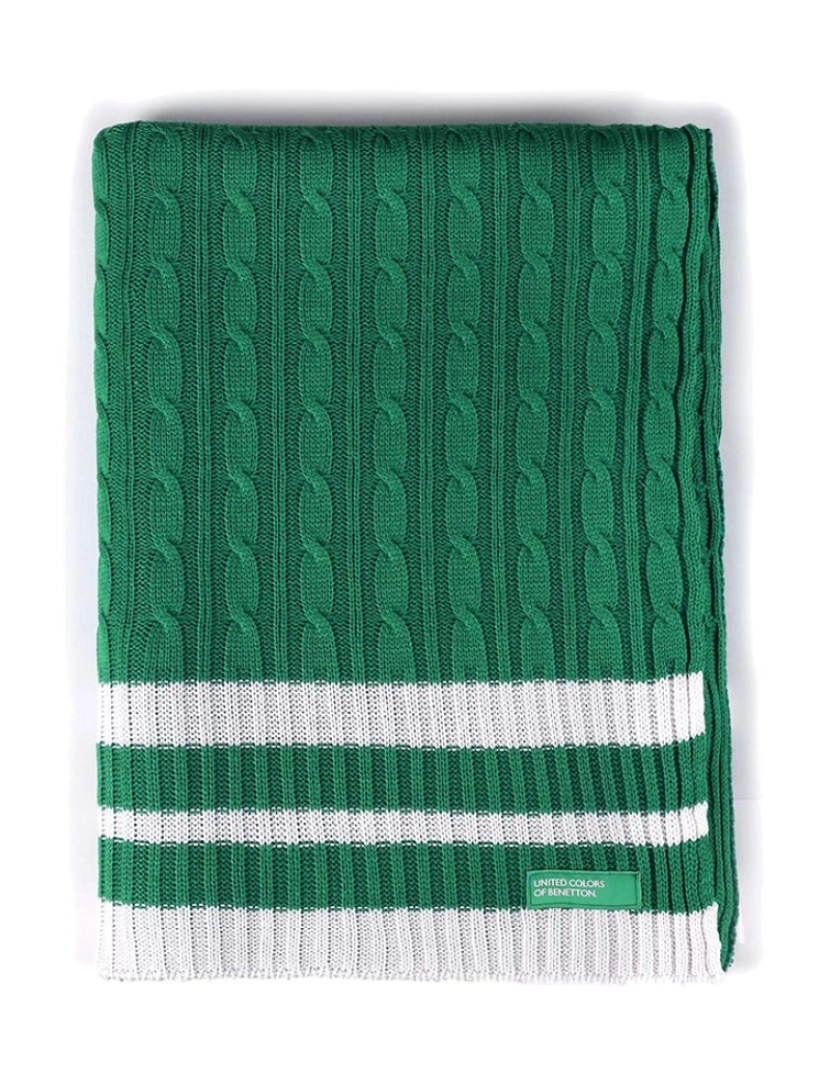 Benetton - Manta 140x190cm 200gsm 100% algodão malha verde arco-íris