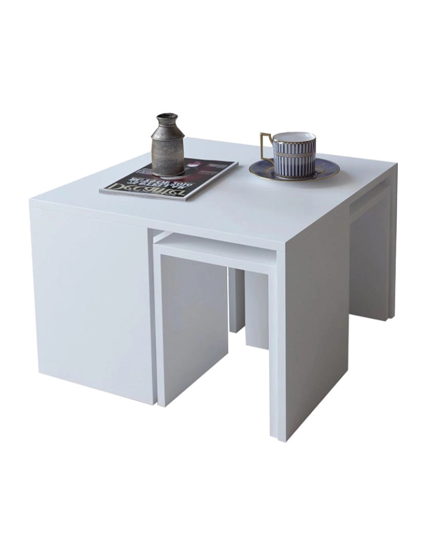 Atmosphera - Conjunto De Mesa Lateral, Aglomerado 100% Melamínico, Branco