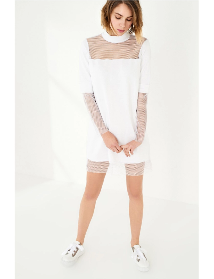 Shot - Vestido Curto com transparências branco