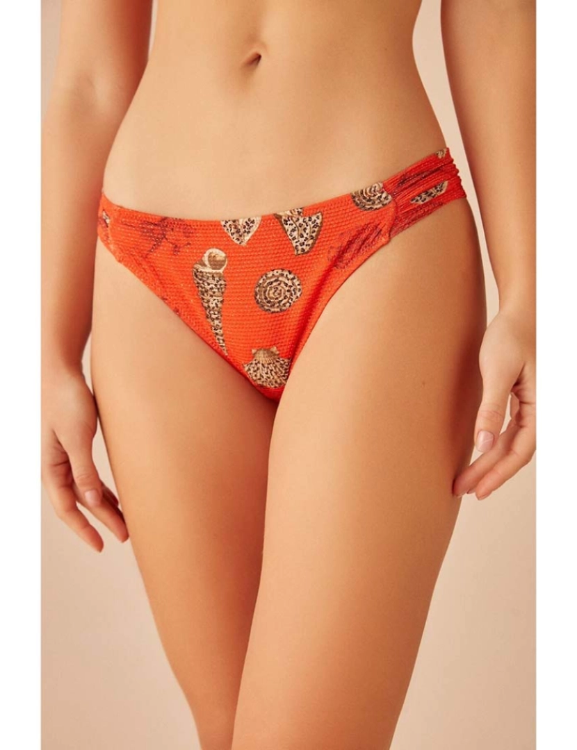 Suwen - Cuecas Bikini Branco, Laranja e Preto