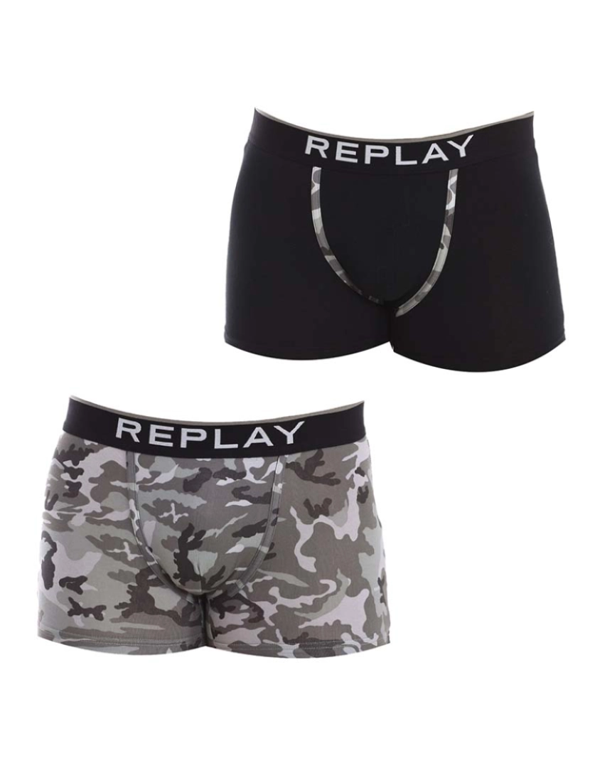 Replay Underwear - Boxers Homem Preto Cinza Claro