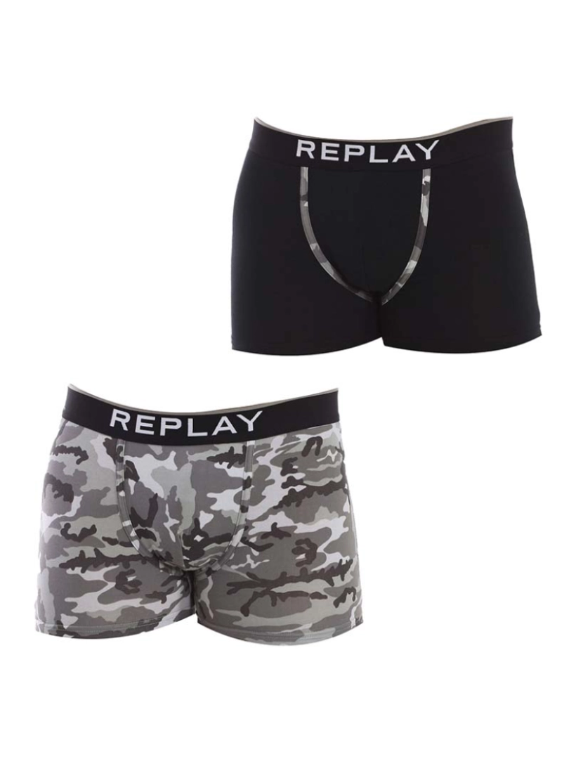 Replay Underwear - Boxers Homem Preto Cinza Claro