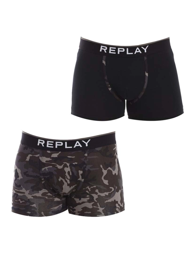 Replay Underwear - Boxers Homem Preto Cinza Escuro