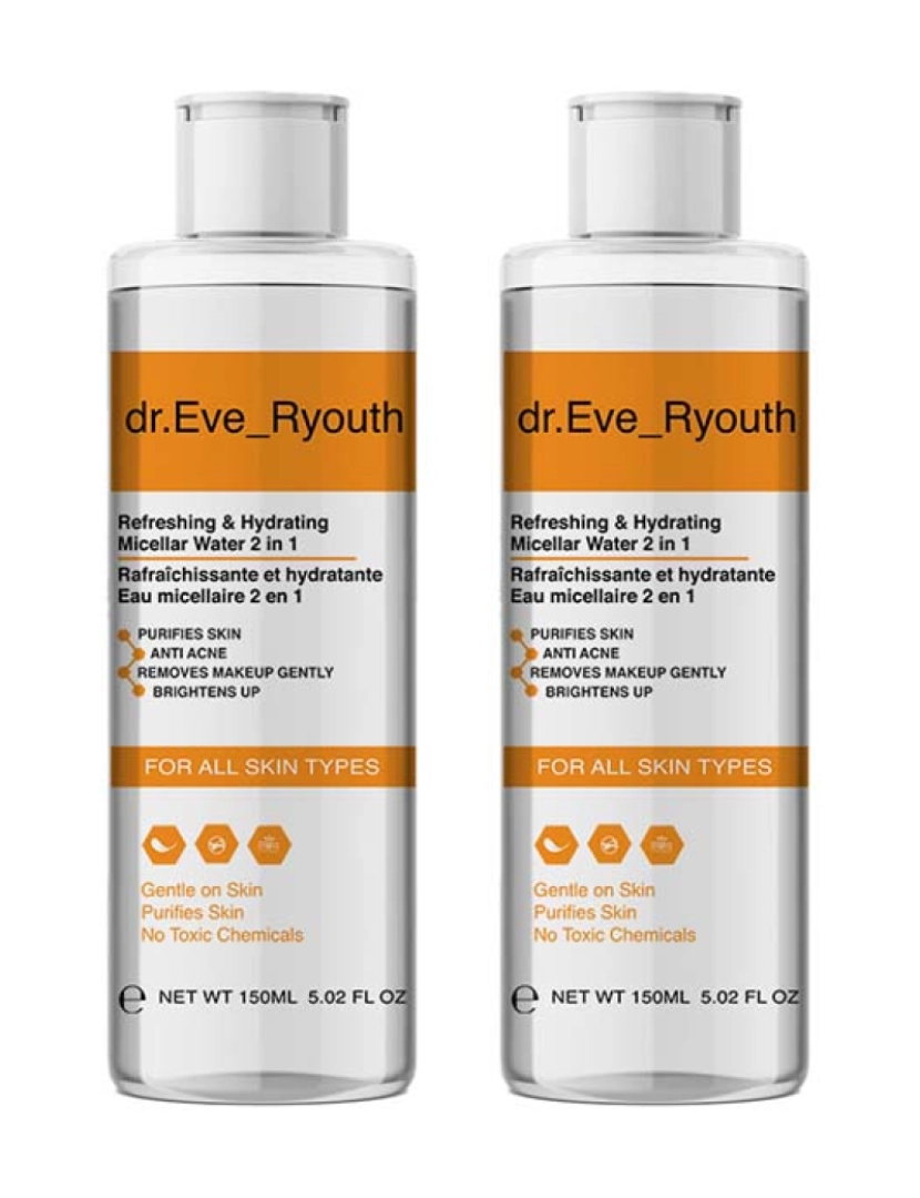 Dr. Eve Ryouth - 2 X Água Micelar Refrescante E Hidratante 2 Em 1 150Ml