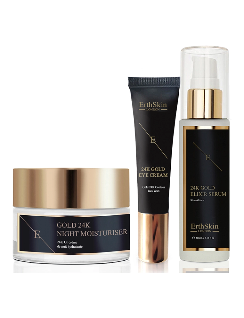 Erth Skin London - Soro Elixir Antirrugas 24K + Hidratante Noite Anti-Rugas Ouro 24K + Creme De Olhos Ouro 24K