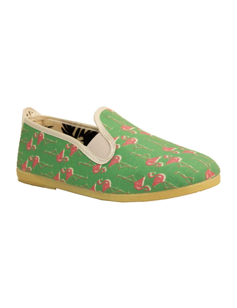 ShoeColours - Slip-on Flossy Criança Print Flamingos Verde