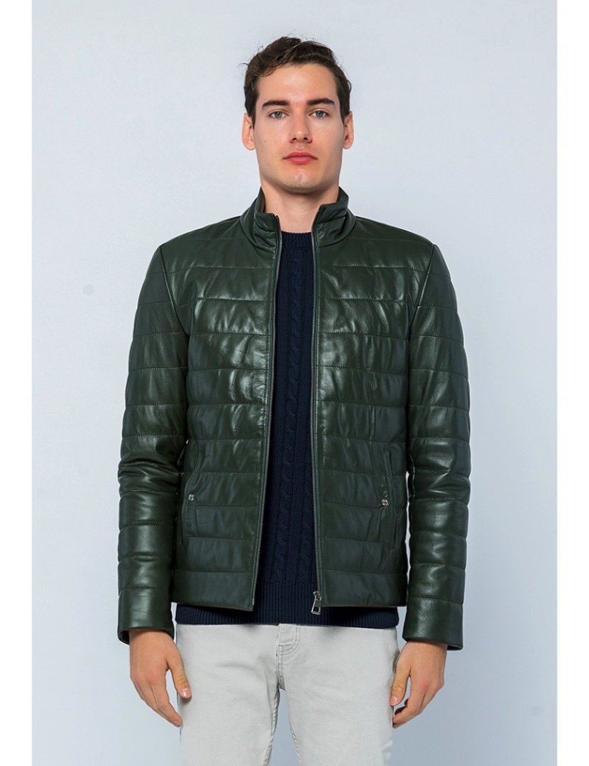 Basics&More - Casaco Pele Homem Verde Escuro