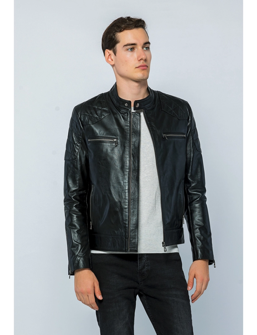 Basics&More - Casaco Pele Homem Preto