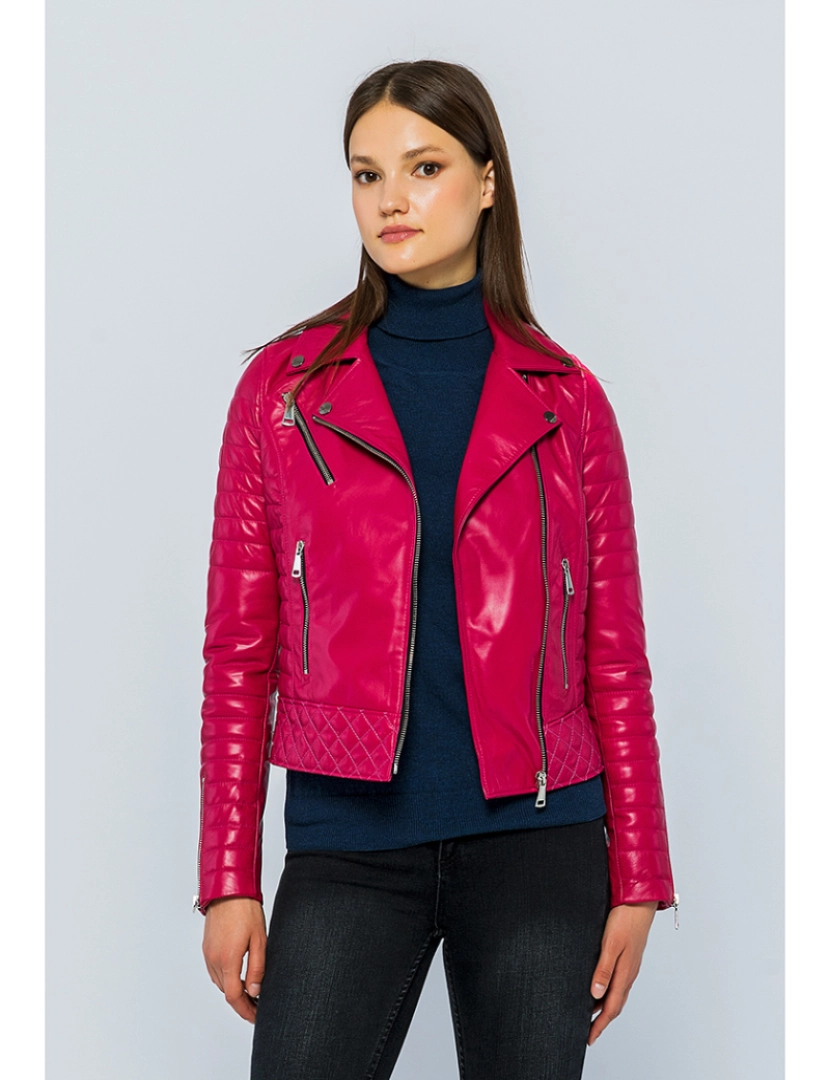 Basics&More - Casaco Biker Pele Senhora Fushia