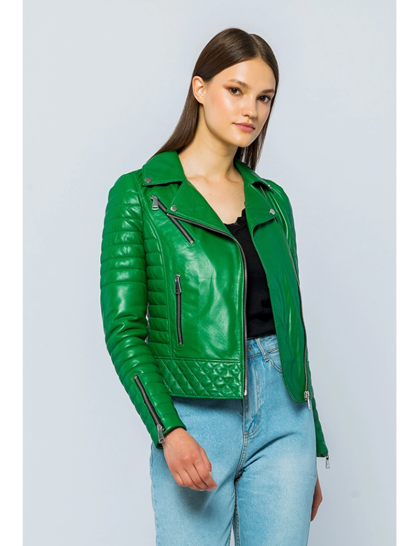 Basics&More - Casaco Biker Pele Senhora Duck Verde