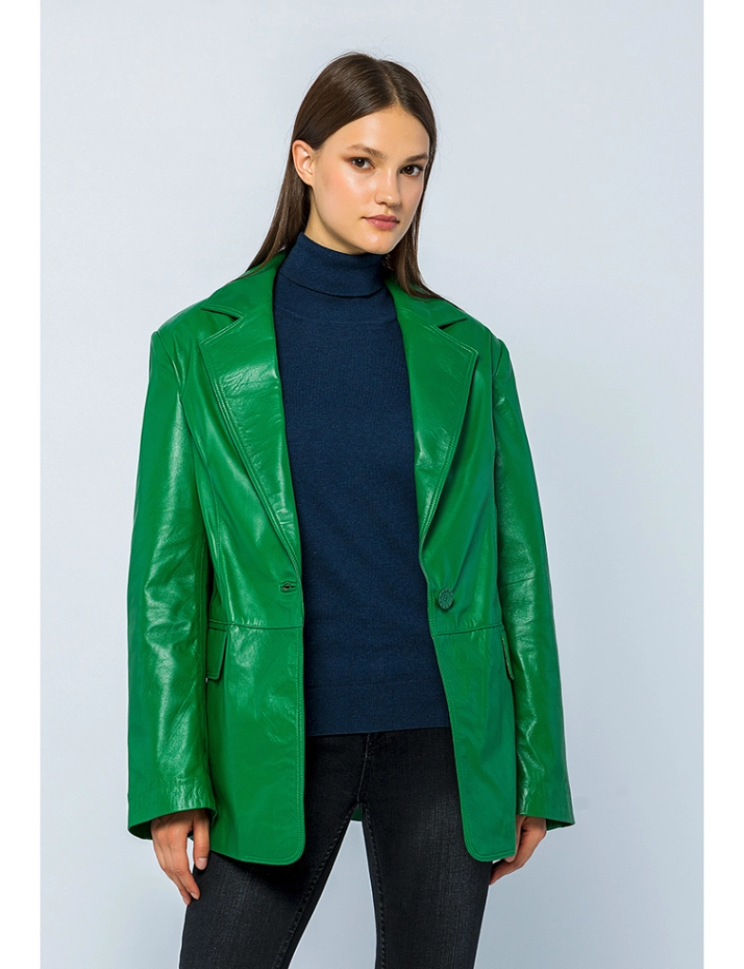 Basics&More - Casaco Oversize Pele Senhora Duck Verde