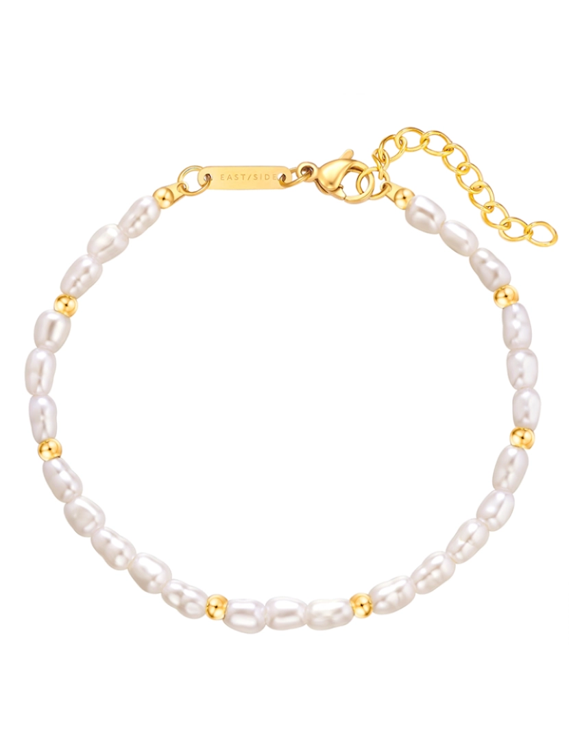 Eastside - Pulseira aço inoxidável ouro amarelo pérola (sintet.) branco