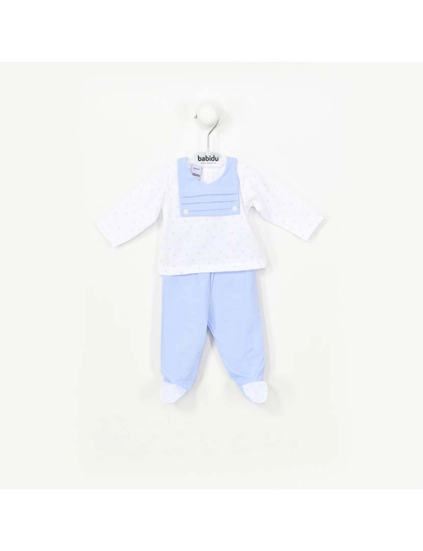 Babidu - Conjunto Manga Comprida Star Bib Branco E Azul