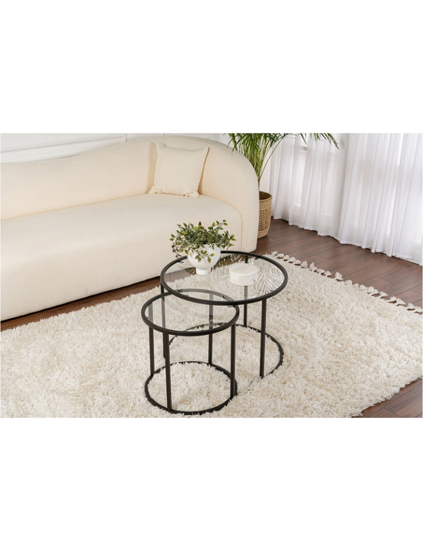 ASR - Conjunto de Mesa de Centro Preto Transparente 60 42