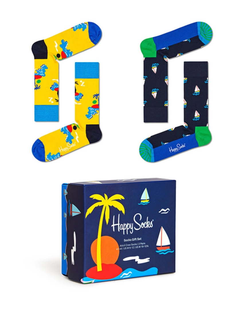 Happy Socks - Conjunto de 2 meias de presente Sail Away