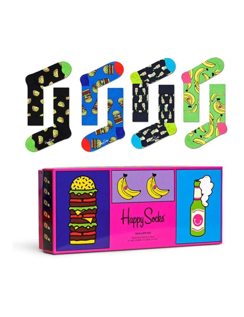 Happy Socks - Conjunto de 4 Packs de meias Yummy Yummy