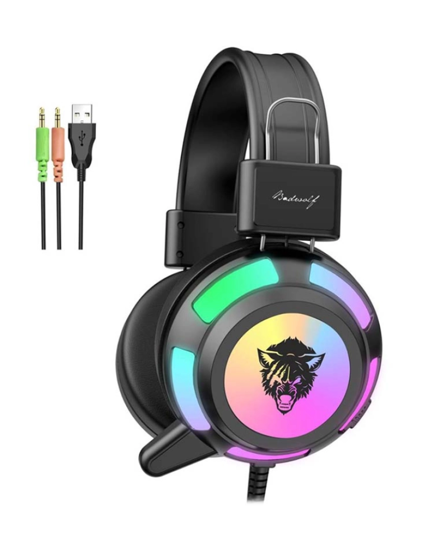 DAM - Headset V8 RGB Auriculares Gaming Para PC LED