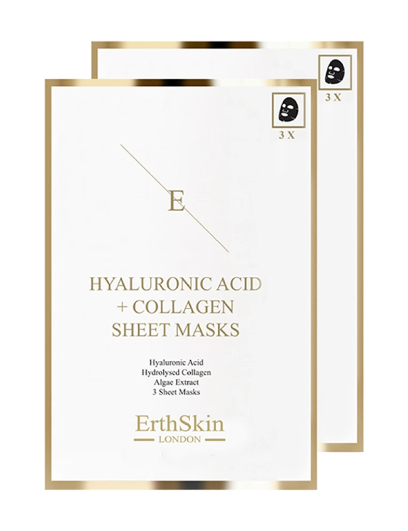 Erth Skin London - 2X Máscara De Ácido Hialurônico E Colágeno - 3 Folhas