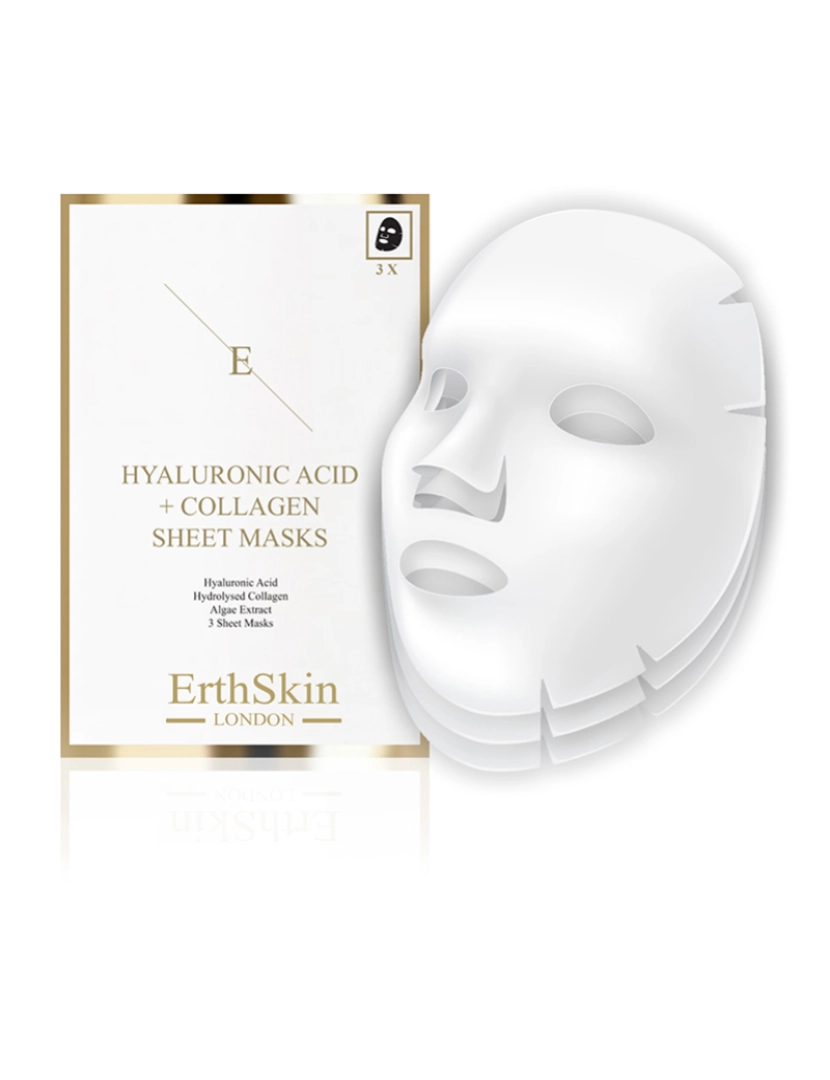 Erth Skin London - Máscara De Ácido Hialurônico E Colágeno - 3 Folhas