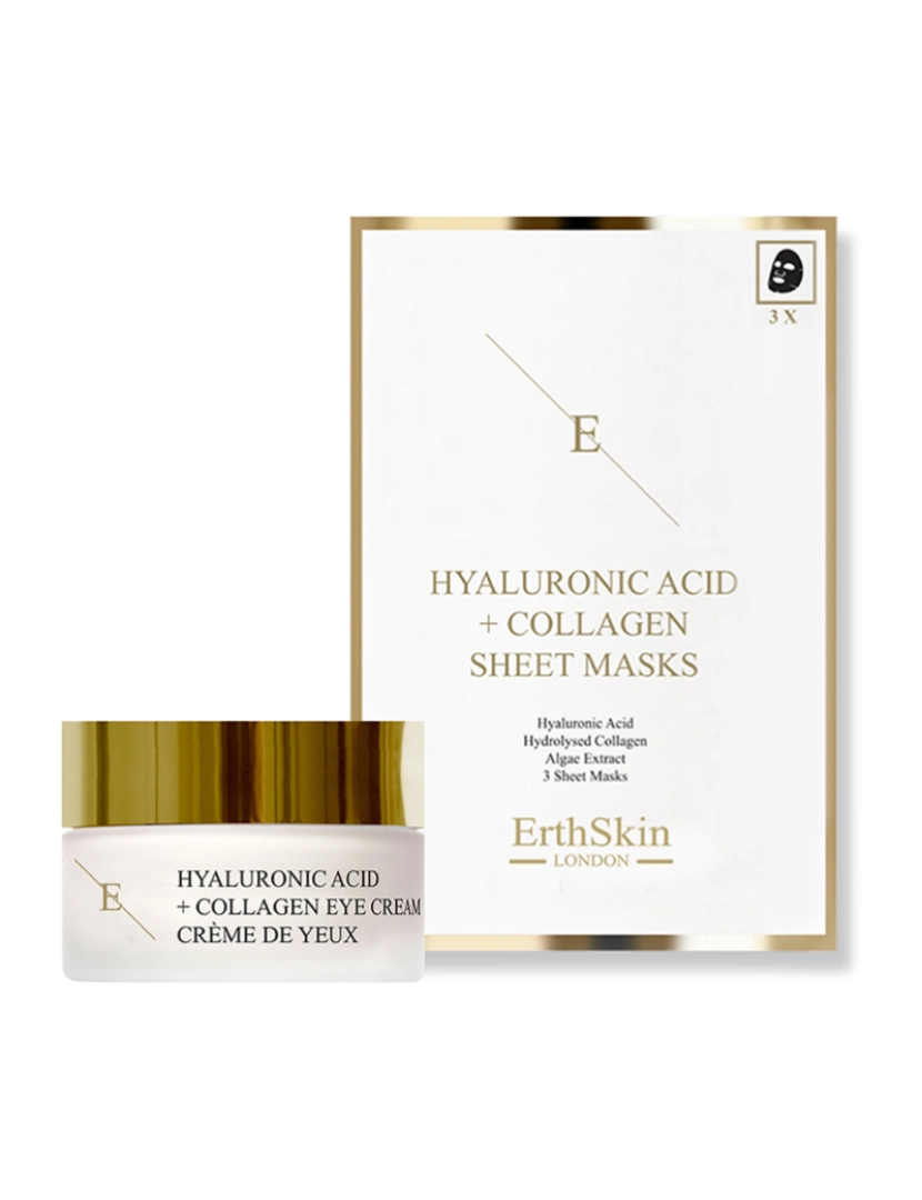 Erth Skin London - Máscara De Ácido Hialurônico E Colágeno - 3 Folhas + Ácido Hialurônico + Colágeno Creme Para Olhos Pro Age 30Ml