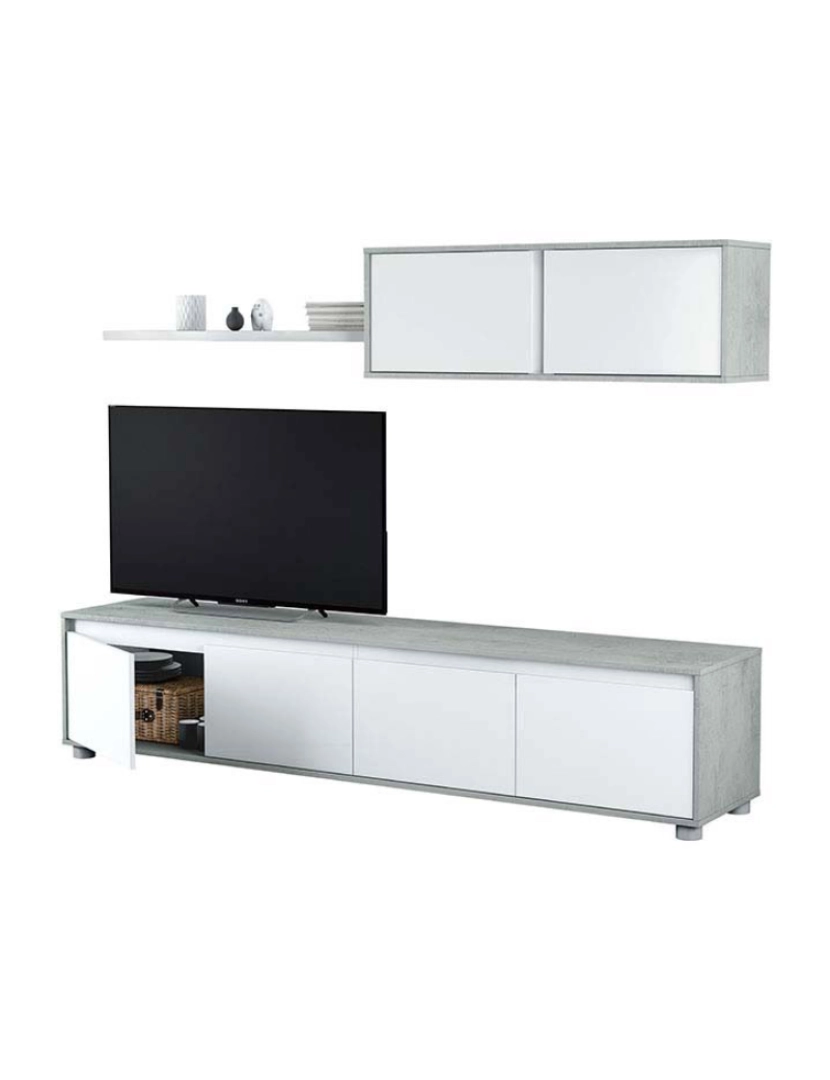 Forés - Conjunto Móvel TV Home Cinza/Branco