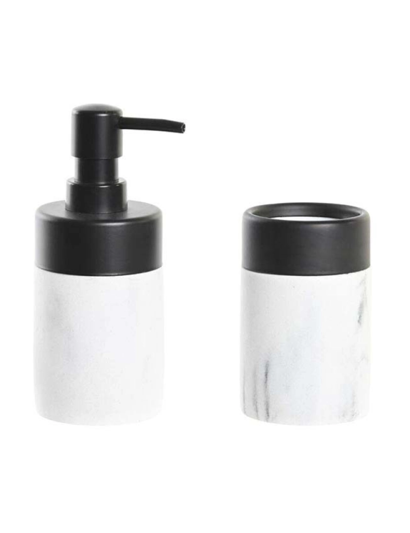 DKD Home - Conjunto de Banho DKD Home Decor Branco Preto Branco/Preto Metal Resina Moderno 7,2 x 7,2 x 16,4 cm