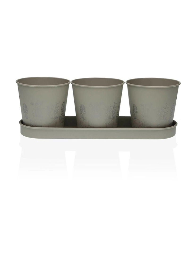 Versa - Vaso Versa Cinzento Triplo Metal (11 x 33 cm)