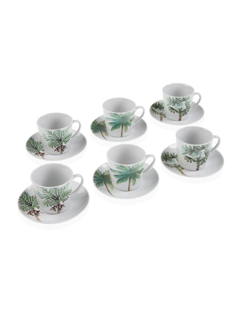 Versa - Conjunto de Chávenas com Pratos Versa Porcelana Folhas