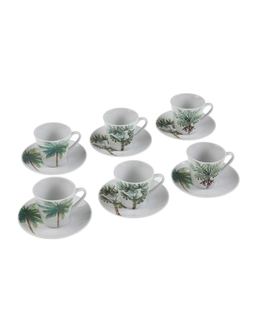 Versa - Conjunto de Chávenas com Pratos Versa Porcelana Folhas