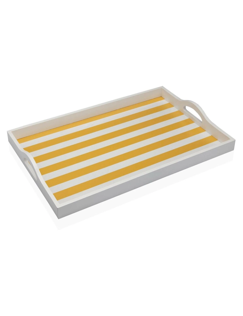 Versa - Tabuleiro Versa Amarelo Madeira MDF 30 x 5 x 45 cm Riscas