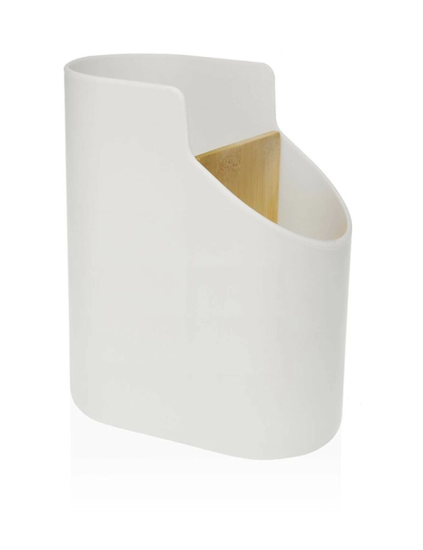 Versa - Recipiente para Utensílios de Cozinha Versa Branco Bambu ABS 8,5 x 17,6 x 15 cm