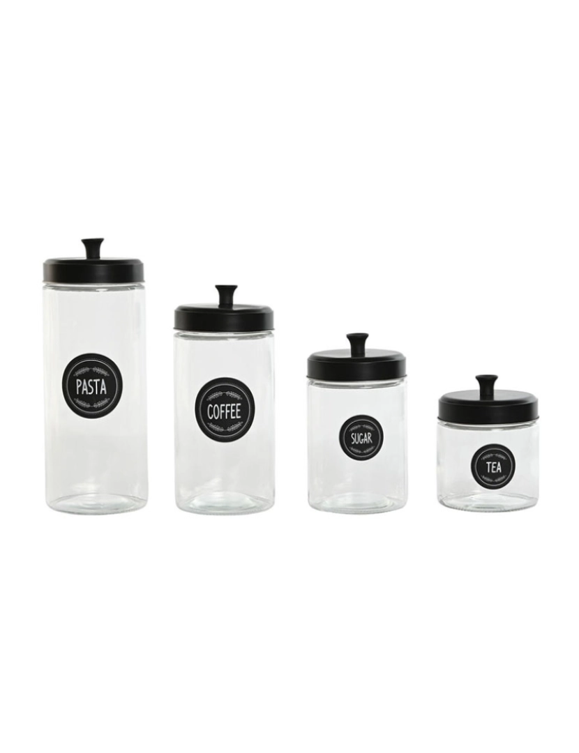 Esprit - Conjunto de 4 Potes Home ESPRIT Preto Metal Cristal 1 L 1,5 L 1,8 L 10,4 x 10,4 x 26,4 cm