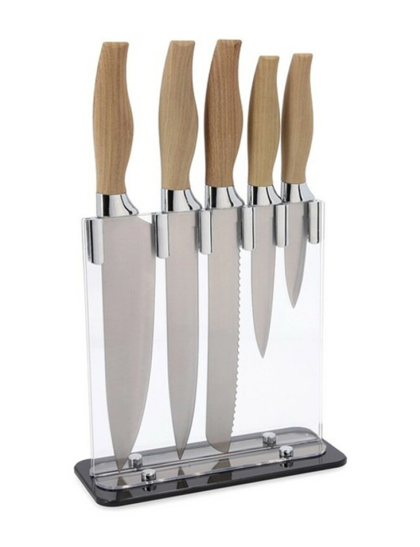 Quid - Conjunto de Facas de Cozinha e Suporte Quid Baobab (5 pcs) Castanho Metal