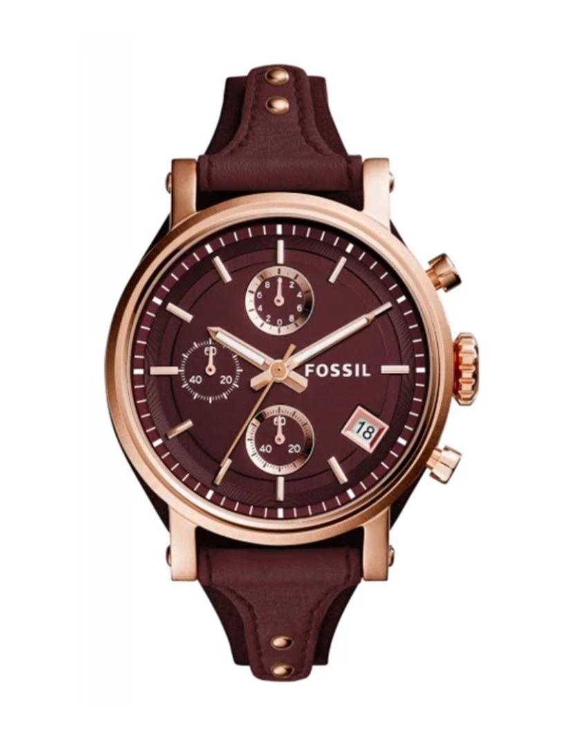 Fossil - Relógio Senhora Bronze e Bordô