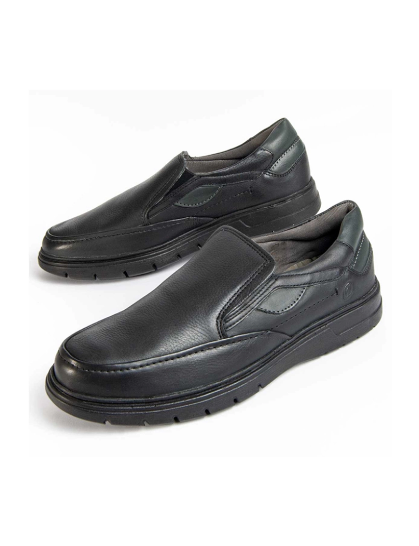 Purapiel  - Mocassins de Couro para Homem, Cor Preta.