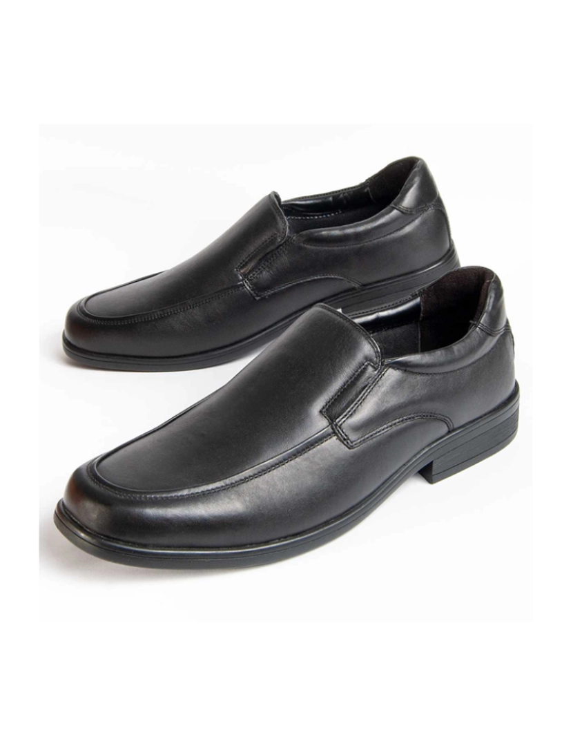 Purapiel  - Mocassins de Couro para Homem, Cor Preta.