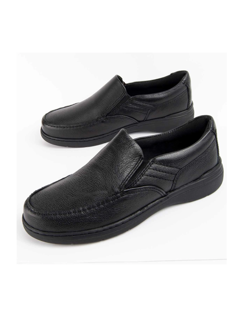 Purapiel  - Mocassins de Couro para Homem, Cor Preta.