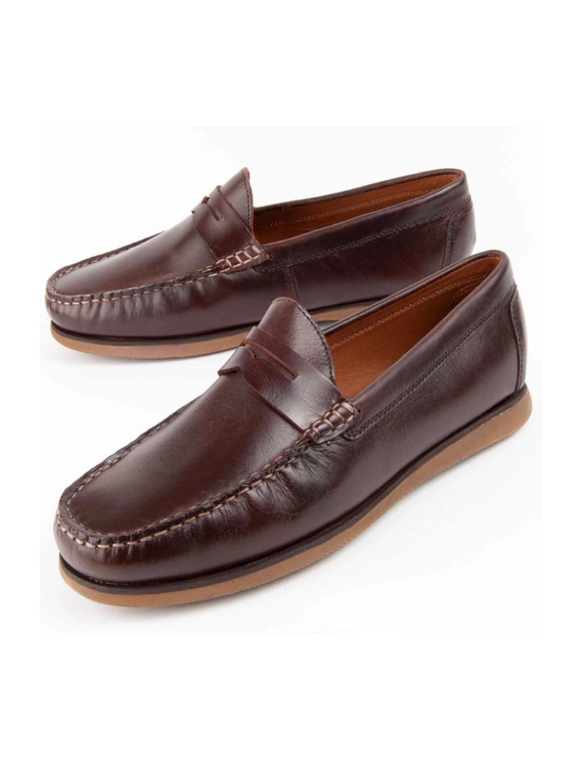 Purapiel  - Mocassins de Couro para Homem, Cor Castanhos.