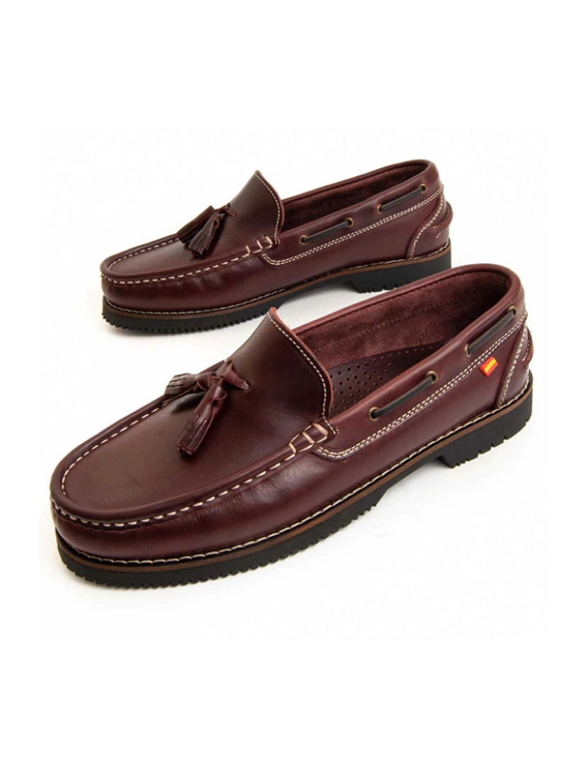 Purapiel  - Mocassins Casual de Couro para Homem, Cor Castanhos.