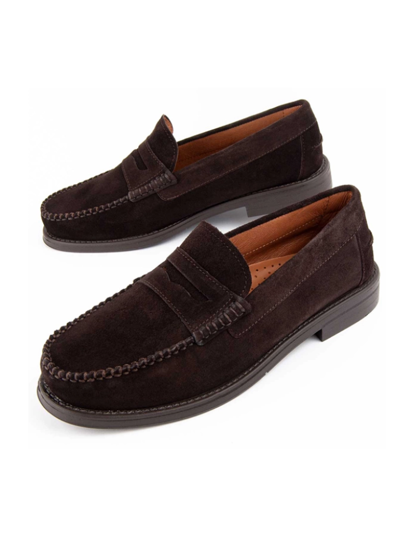 Purapiel  - Mocassins de Couro para Homem, Cor Castanhos.