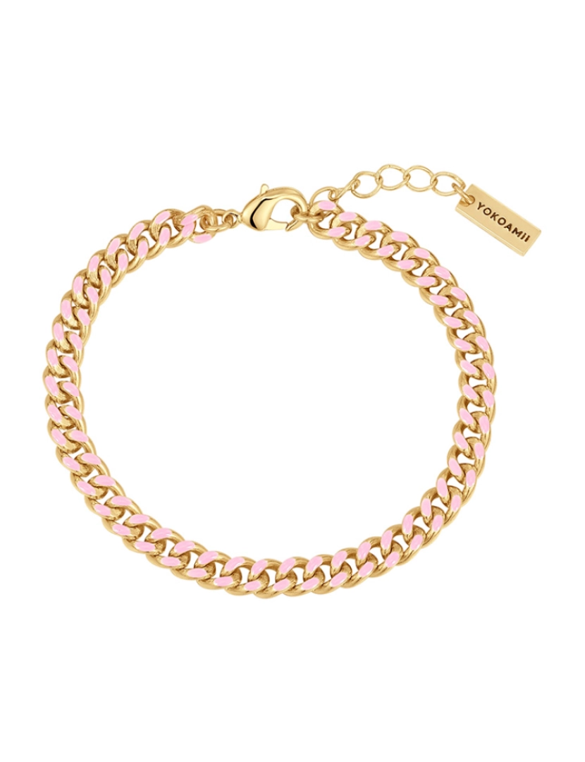 Yokoamii - Pulseira ouro amarelo esmalte rosa claro