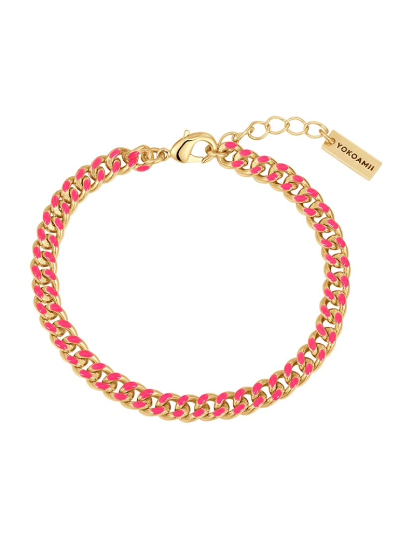 Yokoamii - Pulseira ouro amarelo esmalte rosa