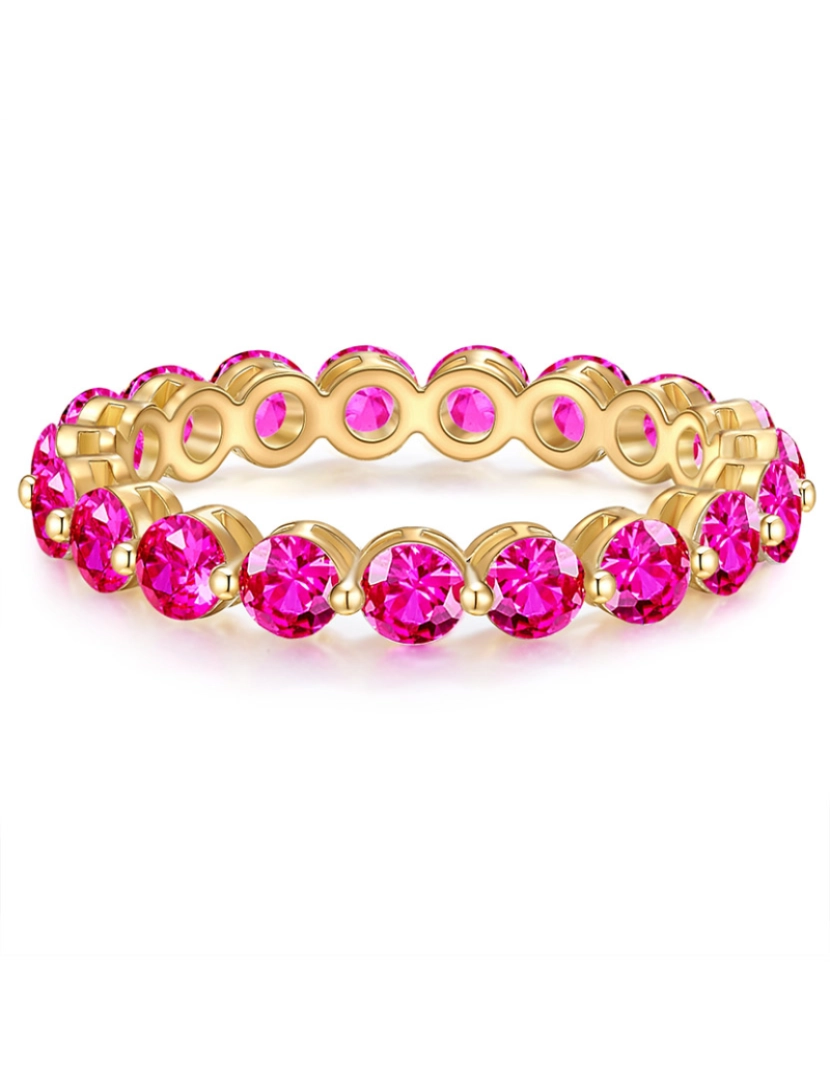 Yokoamii - Anel ouro amarelo cristal rosa