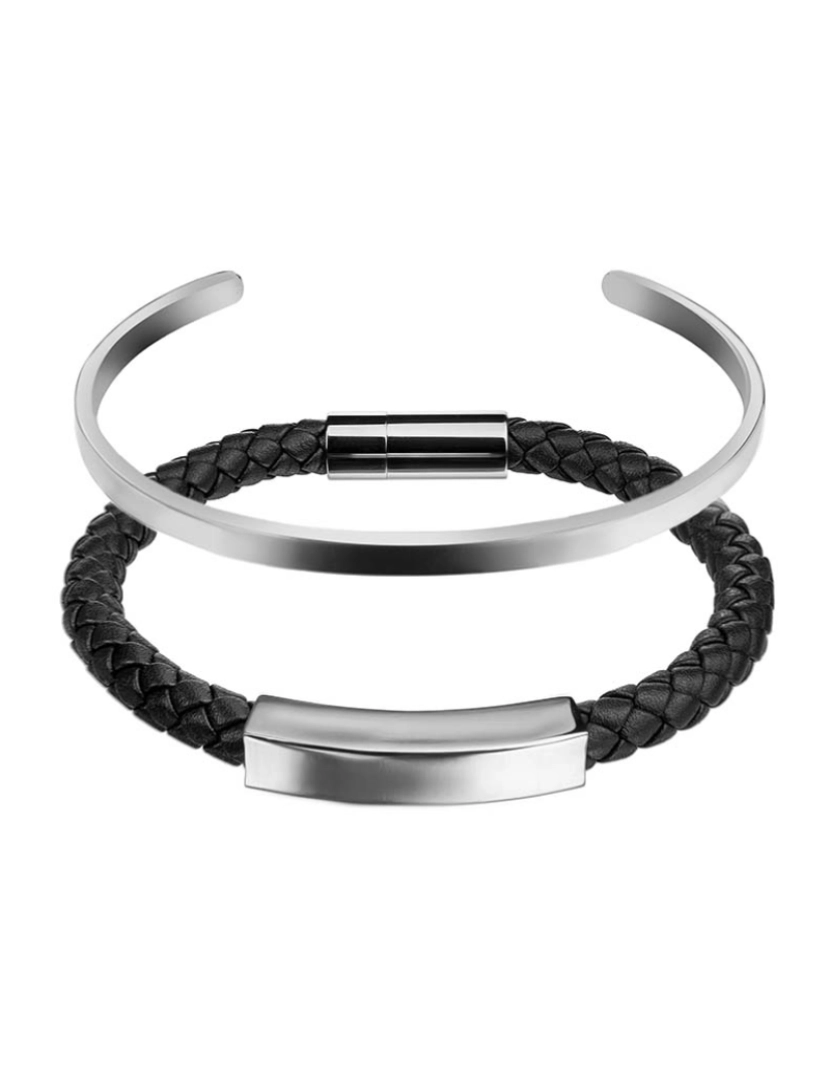 Philip Blanc - Pulseira Philip Blanc Homem Preto e Prateado