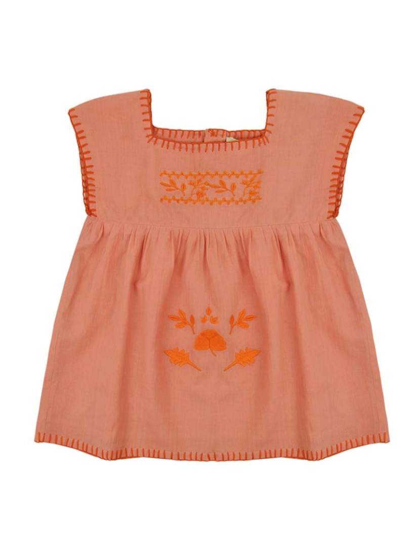 Bonnet à Pompom - Vestido Menina Laranja