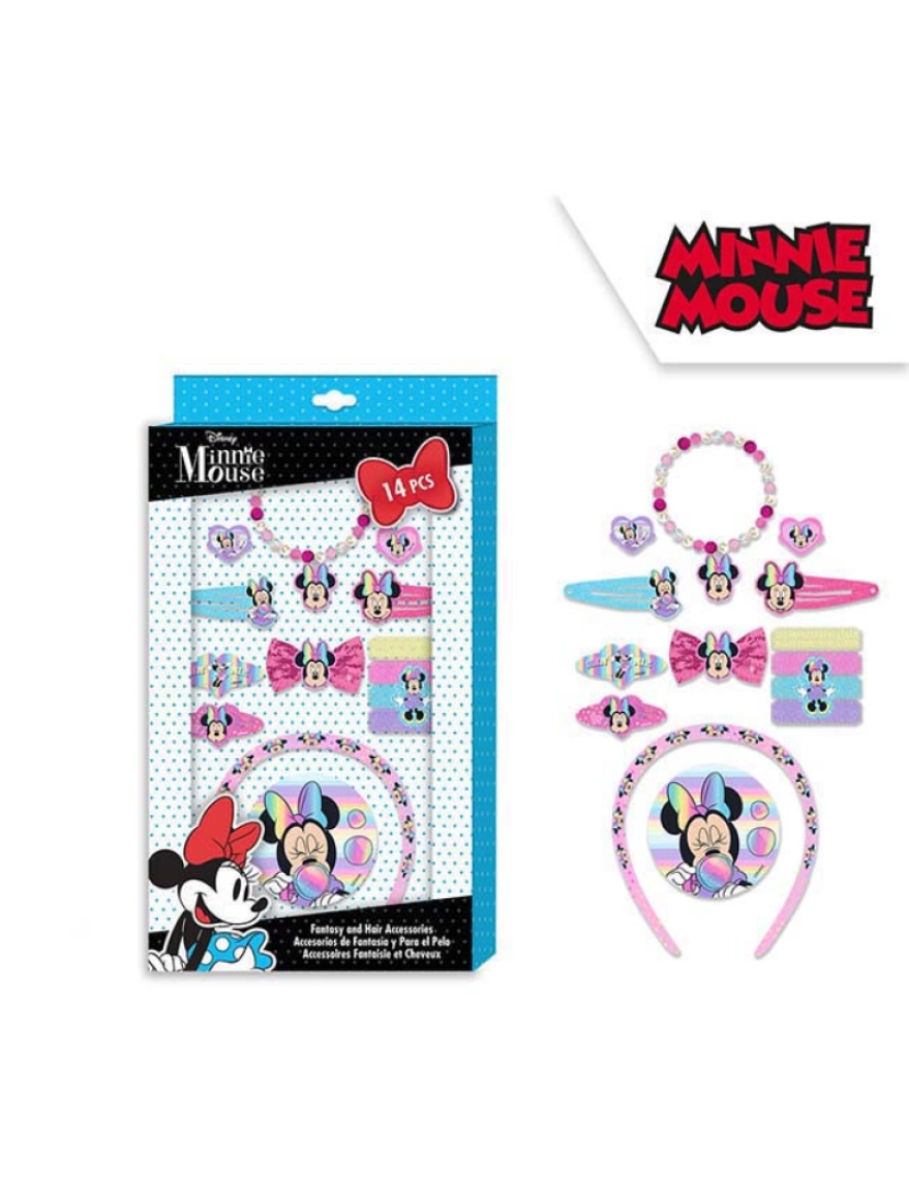 Minnie - Caixa 14 Acessórios Cabelo E Fantasia Mi